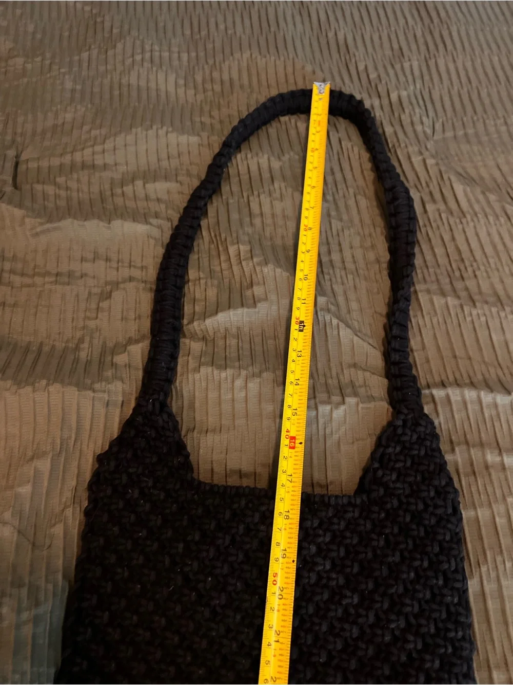 Handmade Black Knit Fringe Shoulder Bag - Brand Not Specified